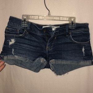 Abercrombie & Fitch ripped dark wash shorts